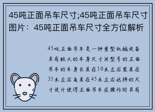 45吨正面吊车尺寸;45吨正面吊车尺寸图片：45吨正面吊车尺寸全方位解析