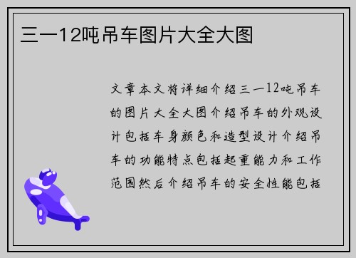 三一12吨吊车图片大全大图