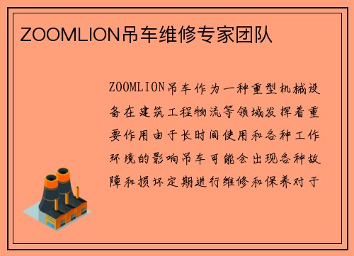 ZOOMLION吊车维修专家团队